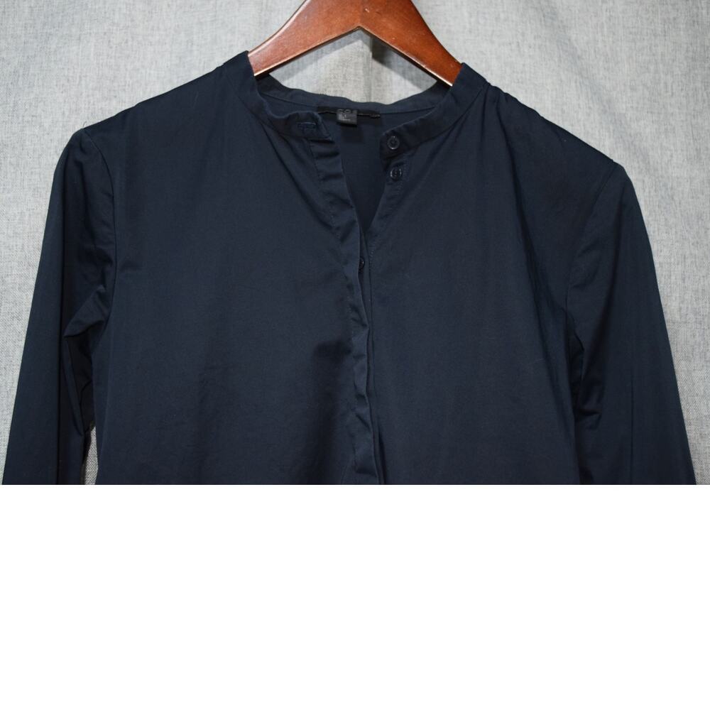 COS Navy Asymmetric Tunic Blouse Long Sleeve Minimalist Modern – Size 8 - Picture 2 of 3